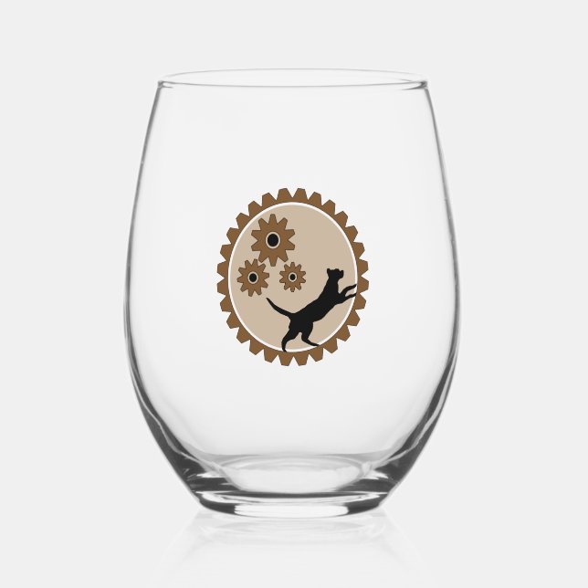 dog powered cage with wheels   stemless wine glass (Front)