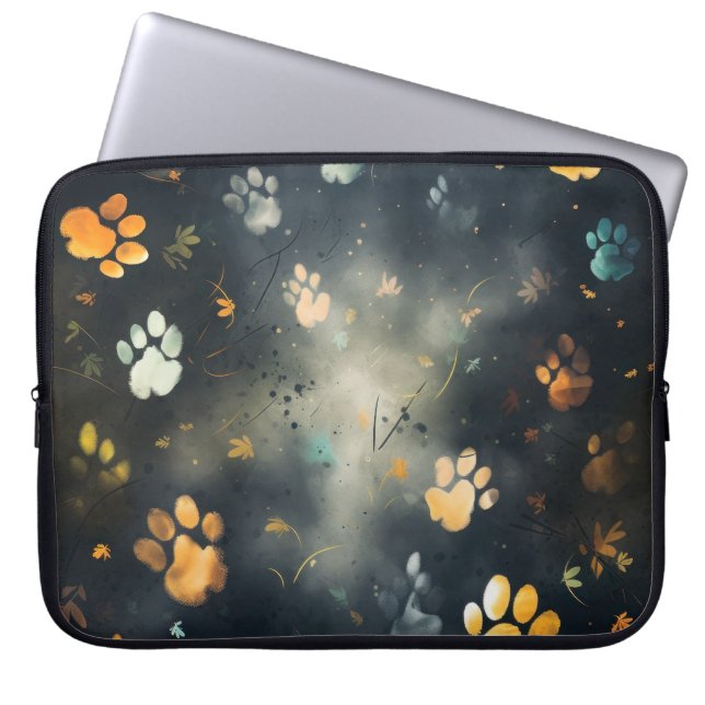 Dog Print, Grunge Laptop Sleeve (Front)
