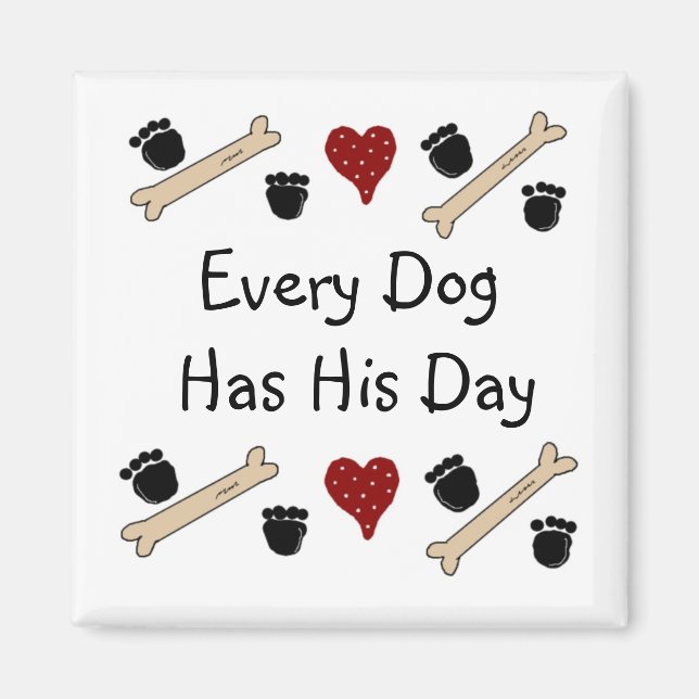 Dog Prints and Bones with Saying Magnet (Front)