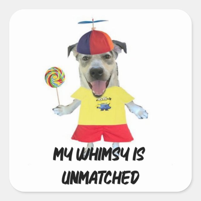 Dog propeller hat funny quote square sticker (Front)