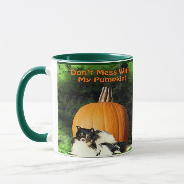 Dog Protecting Large Pumpkin Mug (Left)