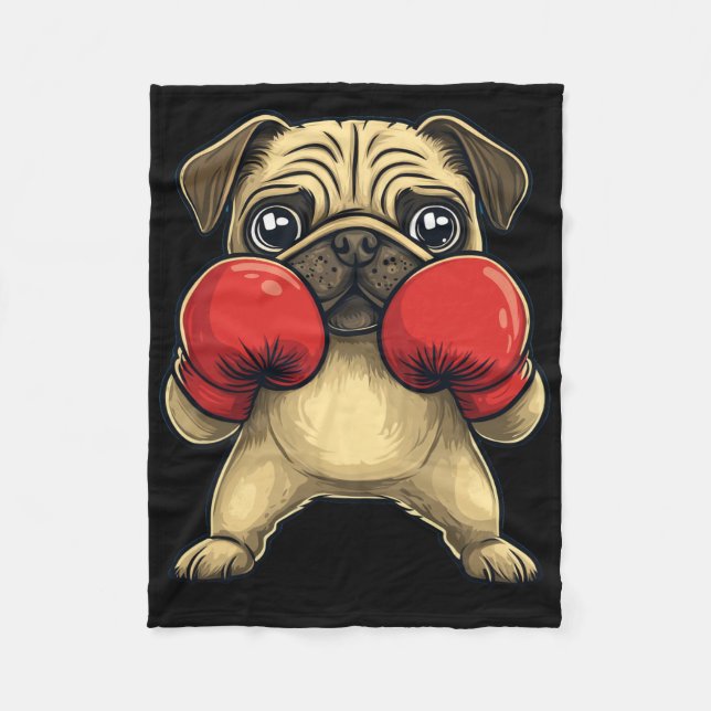 Dog Pug Dressed As A Boxer Funny Boxing  Fleece Blanket (Front)