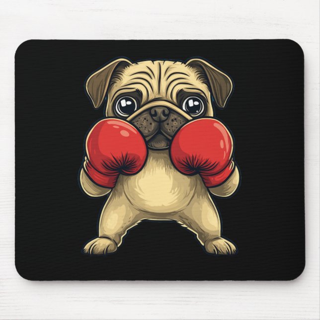 Dog Pug Dressed As A Boxer Funny Boxing  Mouse Pad (Front)