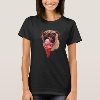Dog Pug Eating Ice Cream Cute 2 T-Shirt