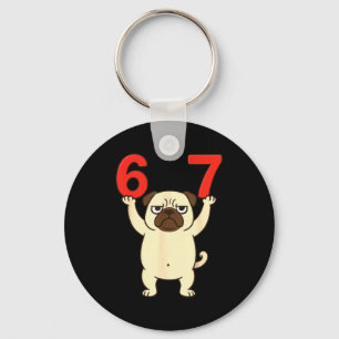 Dog Pug Funny 67 Meme Six Seven  Key Ring