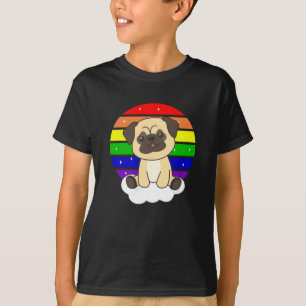 Dog Pug Rainbow Glitter Kawaii Dogs Colourful T-Shirt