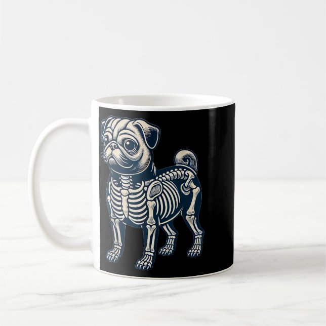 Dog Pug Skeleton Halloween Coffee Mug (Left)