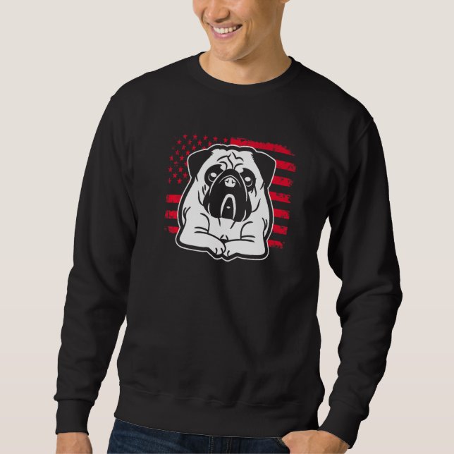 Dog Pug Us American Flag  1 Sweatshirt (Front)