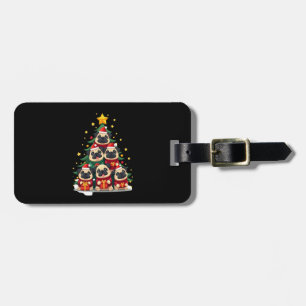 Dog Pugs Christmas Tree Cute Xmas (1) Luggage Tag
