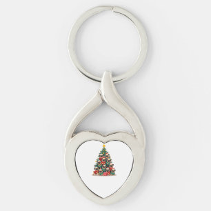 Dog Pugs Christmas Tree Cute Xmas (2) Key Ring