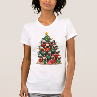 Dog Pugs Christmas Tree Cute Xmas (2) T-Shirt