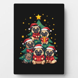 Dog Pugs Christmas Tree Cute Xmas (3) Plaque