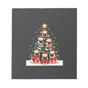 Dog Pugs Christmas Tree Cute Xmas (4) Notepad