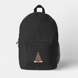 Dog Pugs Christmas Tree Cute Xmas (4) Printed Backpack