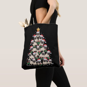 Dog Pugs Christmas Tree Cute Xmas Dogs Mom Tote Bag