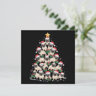 Dog Pugs Christmas Tree Cute Xmas Dogs Mum Holiday Card