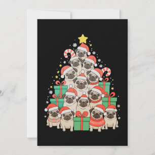 Dog Pugs Christmas Tree Xmas Dad Mum Family Holiday Card