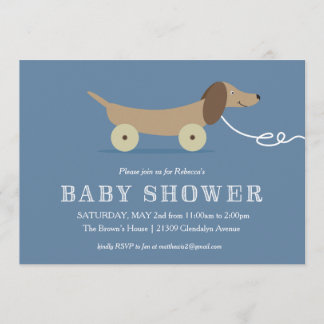 Dog Pull Toy Baby Shower Invitation