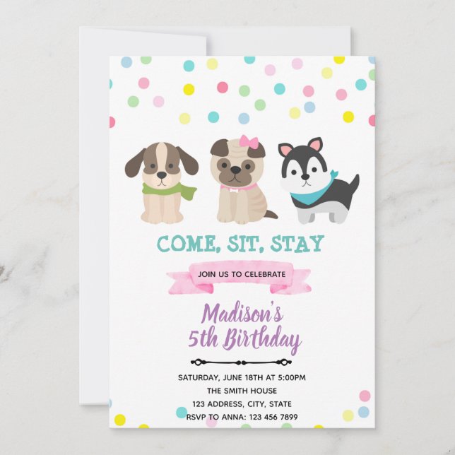 Dog Puppies Birthday Invitation (Front)