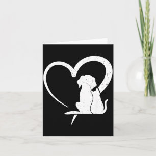 Dog Puppy And Baby Cat Heart For Pets Animal Lover Card