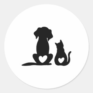 Dog Puppy And Baby Dog And Cat Lover Classic Round Sticker