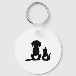 Dog Puppy And Baby Dog And Cat Lover Key Ring