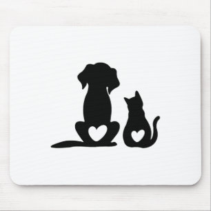 Dog Puppy And Baby Dog And Cat Lover  Mouse Pad