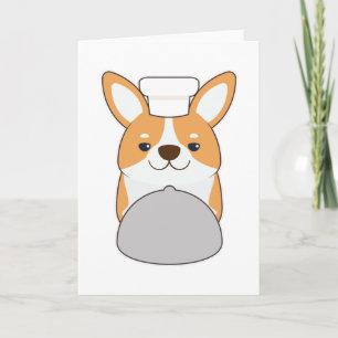 Dog puppy as Cook with Platter Card