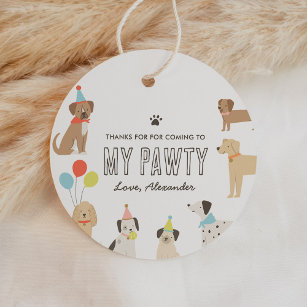 Dog Puppy Birthday Party Favour Tags