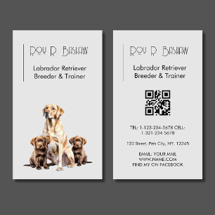 Dog Puppy Breeder Trainer Labrador QR Code  Business Card