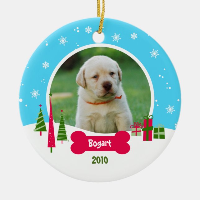 Dog / Puppy Christmas - Winter Wonderland Ceramic Tree Decoration (Front)