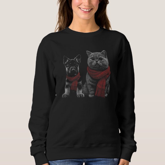 Dog Puppy German Shepherd and British Shorthair Sweatshirt (Front)
