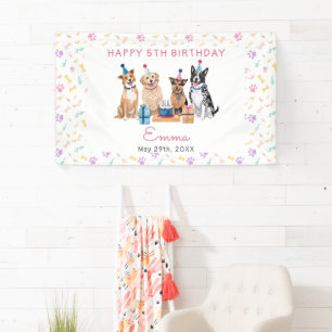 Dog Puppy Girls Birthday Party Banner