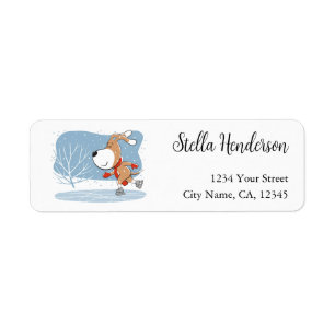 Dog Puppy Ice Skating Rink Return Address Labels
