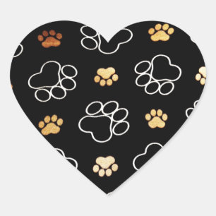 Dog Puppy Paw Prints Gifts for Dog Lovers Heart Sticker