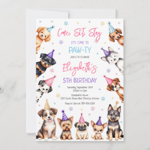 Dog Puppy Pawty Birthday Invitation