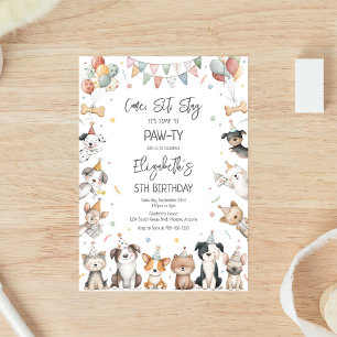 Dog Puppy Pawty Birthday Invitation