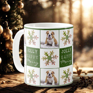 Dog Puppy Pet Photo Snowflake Green Christmas  Coffee Mug