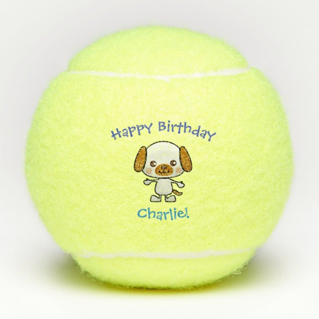 Dog Puppy Pet Toy Cute Birthday Tennis Balls (Front)