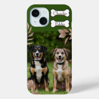 Dog puppy phone photo and name two dogs