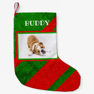 Dog Puppy Photo and Name Personalised Small Christmas Stocking