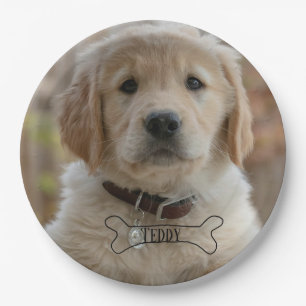 DOG PUPPY PHOTO NAME BONE BEST DOG MOM DAD TRENDY PAPER PLATE
