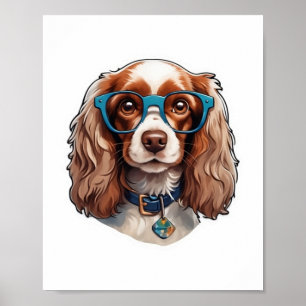 Dog Puppy Pooch Cute Funny Glasses Study Student Poster