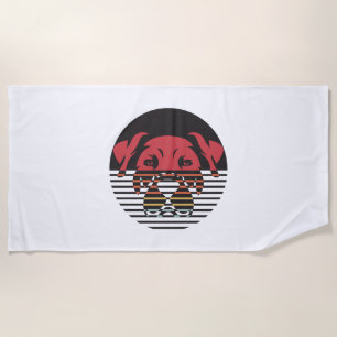 Dog Puppy Shirt I Love Dogs Paw Print Heart Cute Beach Towel