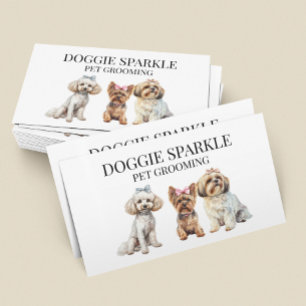 Dog Puppy Watercolor Pet Services Grooming Pet Business Card