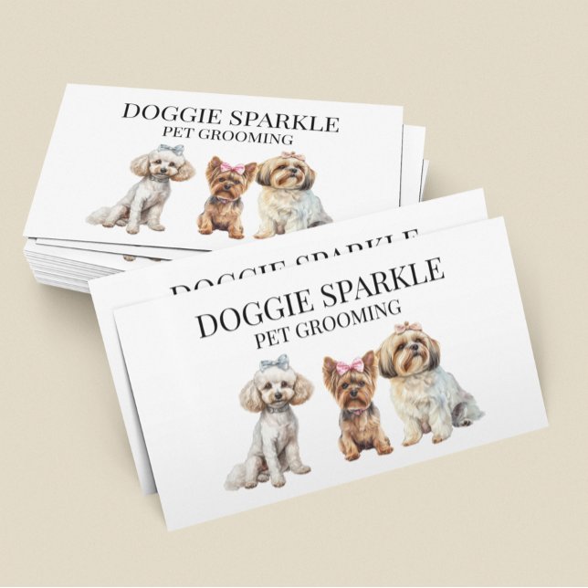 Dog Puppy Watercolor Pet Services Grooming Pet Business Card (Creator Uploaded)
