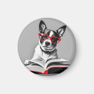 Dog Reading Book Magnet