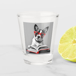 Dog Reading Book Shot Glass