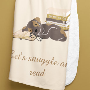 Dog Reading Books Cosy Book Themed  Sherpa Blanket