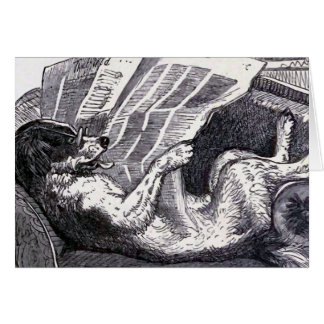 "Dog Reading Newspaper" Vintage Illustration